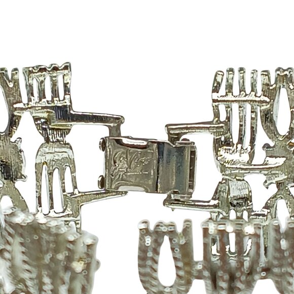 Vintage Pegasus Coro Silver-Tone Bracelet w/ Blue Rhinestones Elegant Jewelry - Picture 5 of 6